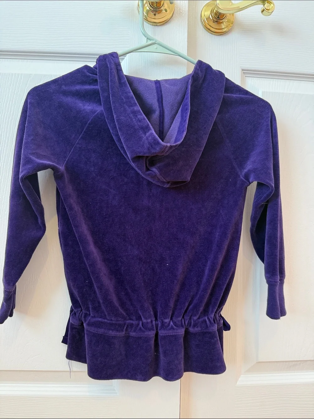 Ralph Lauren Kids Purple Velour Zip-Up Hoodie with Bow Trim